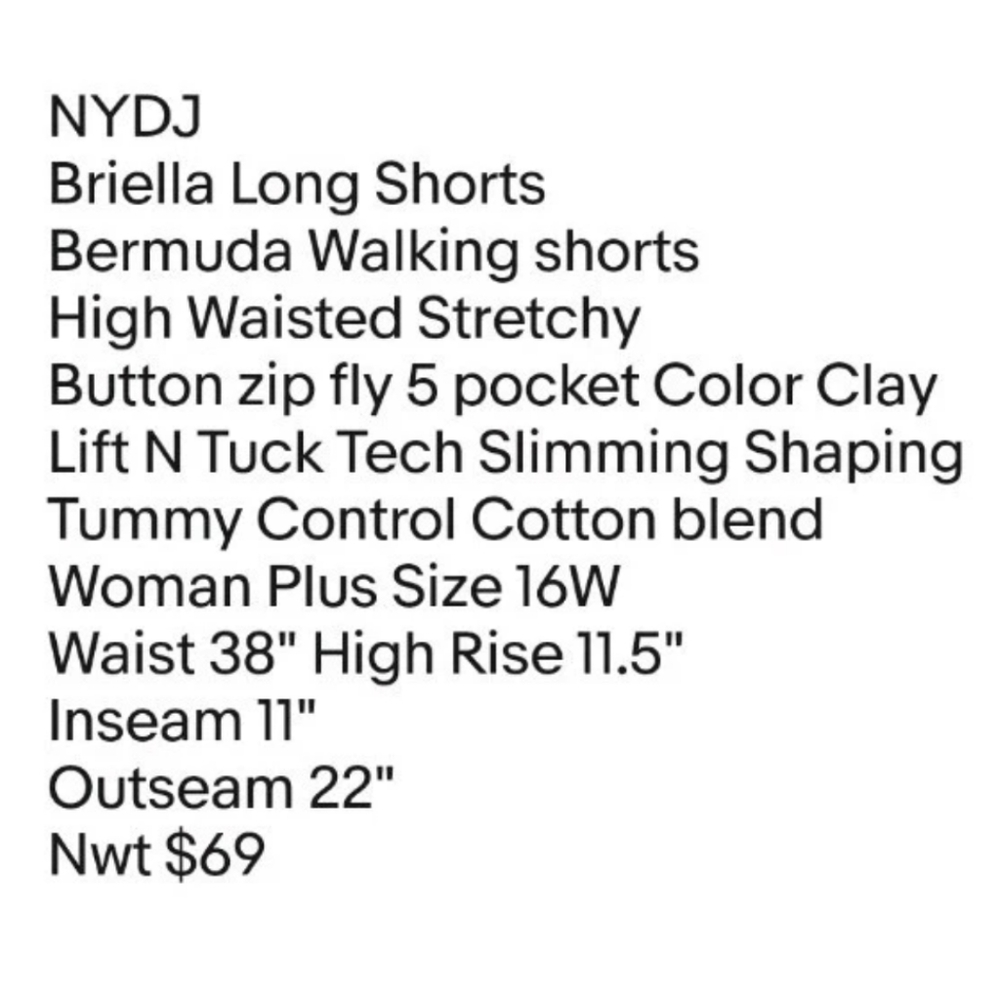 NYDJ Briella Long Shorts Woman Plus Sz 16 Clay Lift Tuck Tech Travel Walking Nwt - Picture 7 of 11